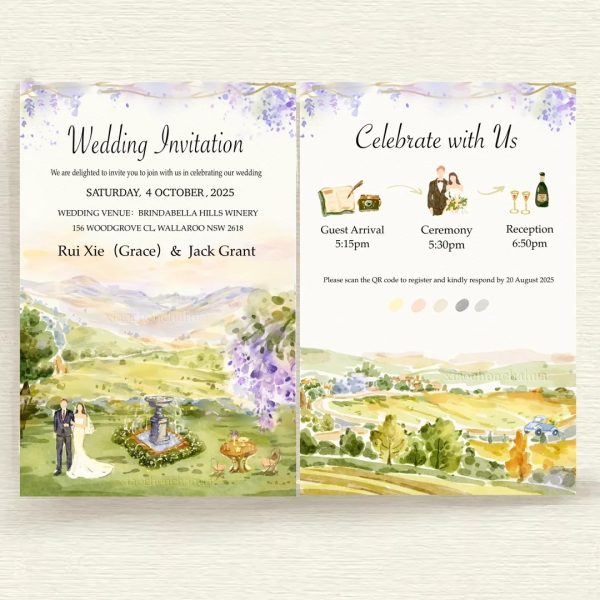 Hand-painted Watercolor Wedding Invitation Set