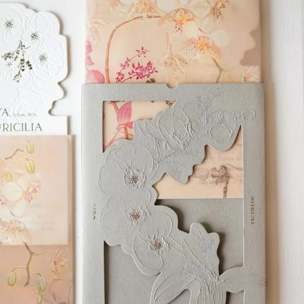 Orchid Embossed Wedding Invitation | Minimalist Cutout Design